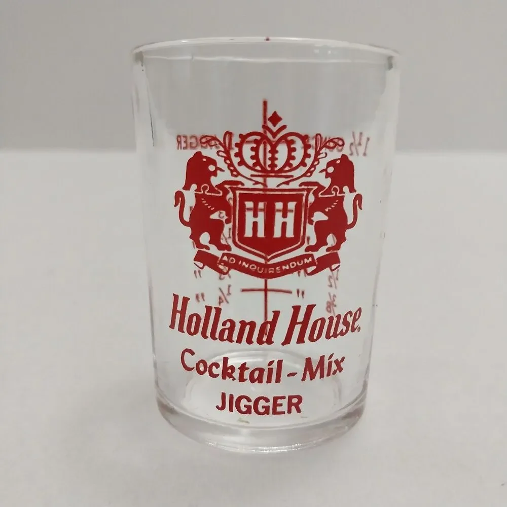 Vintage Holland House Cocktail Mix Jigger shot Glass Red #K005